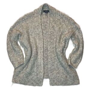 Primark Grey Chunky Knit Open Cardigan Sweater with 3/4 Sleeves (Size: XS)